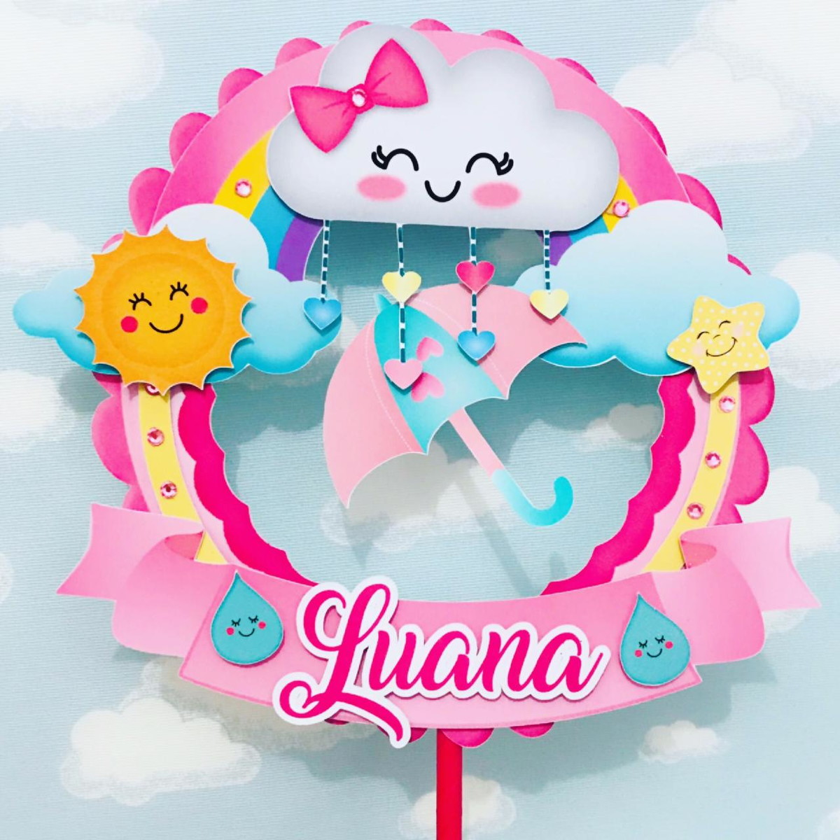 Arquivo de Corte Topo de Bolo Chuva de Amor Menina