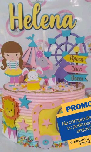 Arquivo de Corte Topo de Bolo Circo Menina A2