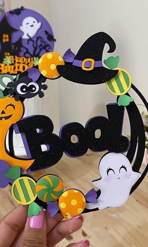 Arquivo de Corte: Topo de Bolo Circular Halloween Cute 041