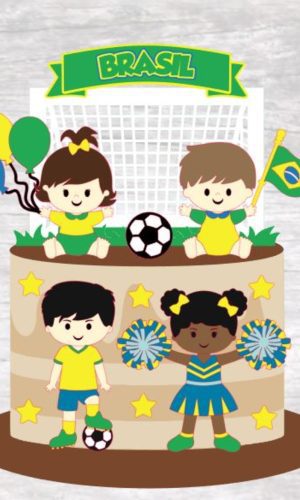 Arquivo de Corte Topo de Bolo Copa - Brasil em Camadas 1518