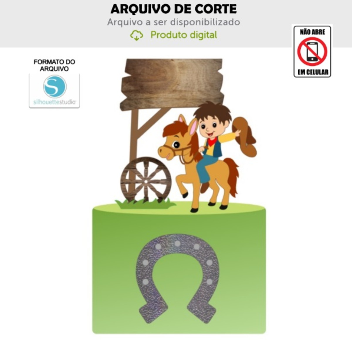 Arquivo de Corte Topo de Bolo Cowboy Menino