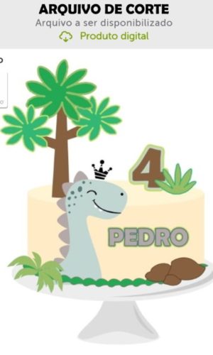 Arquivo de Corte Topo de Bolo Cute Dino