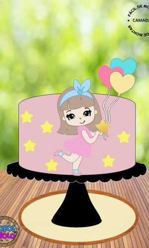Arquivo de Corte Topo de Bolo Cute Girl Camadas