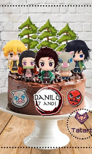 Arquivo de corte topo de bolo Demon slayer cute -004