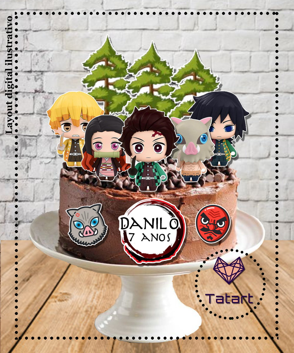 Arquivo de corte topo de bolo Demon slayer cute -004