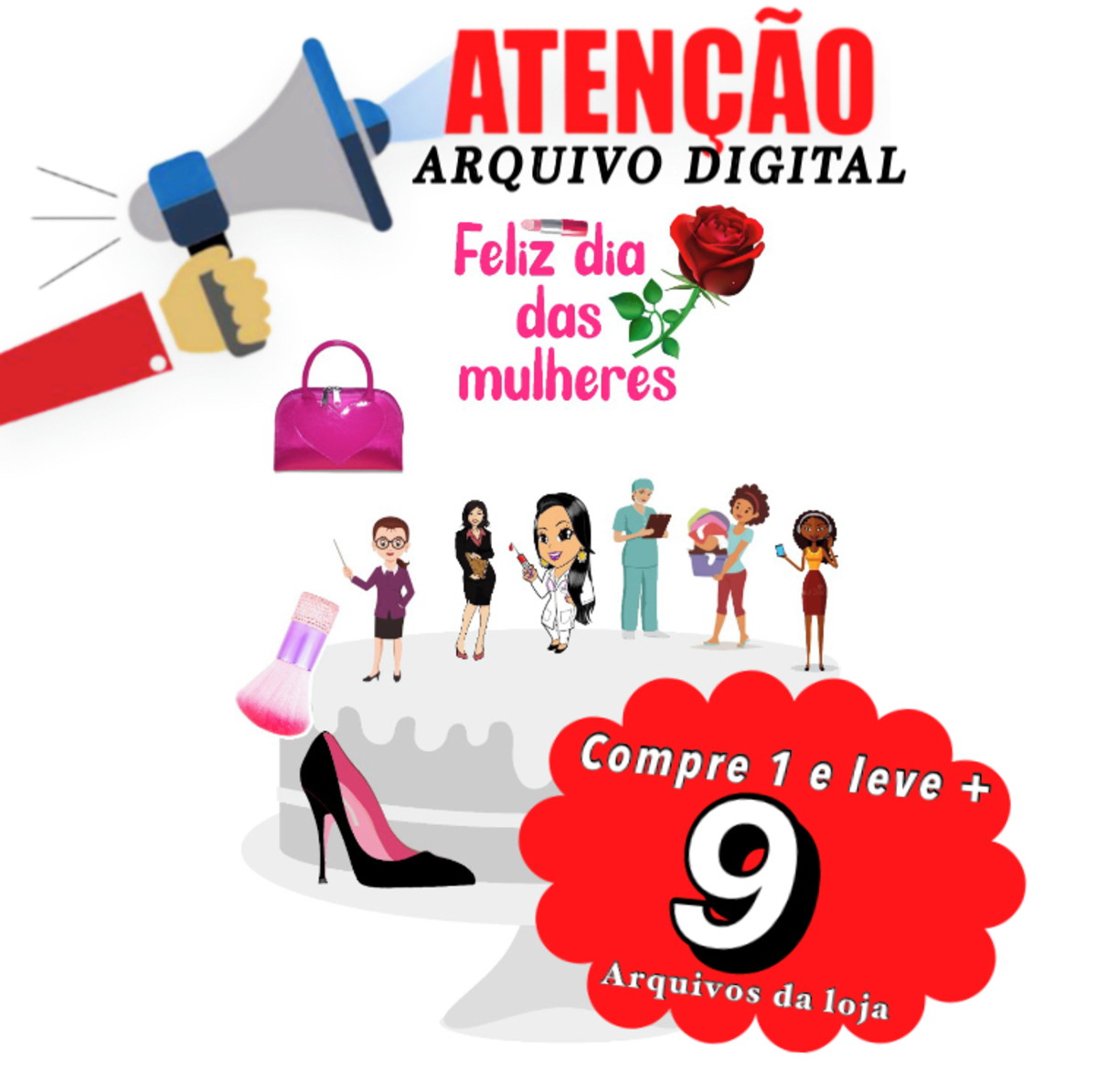 Arquivo de Corte Topo de Bolo - Dia da Mulher 001 - Imagem 3