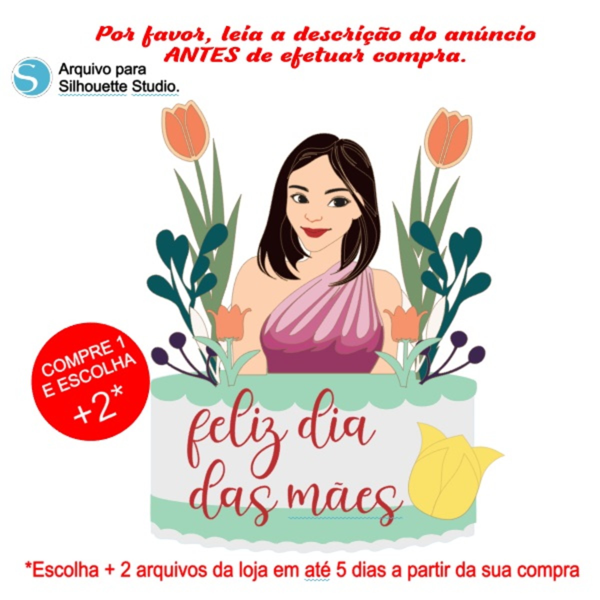 Arquivo de Corte Topo de Bolo Dia das Mães - Mulher