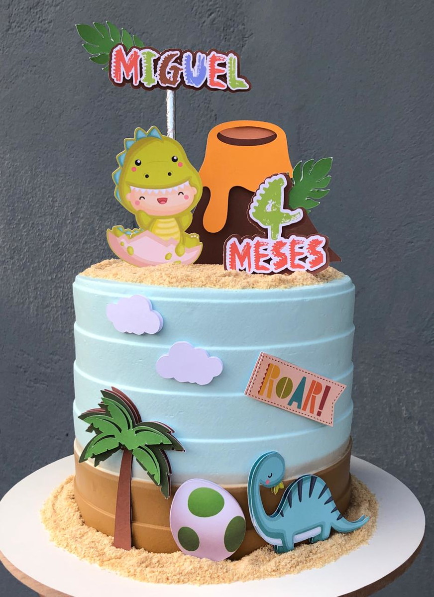 ARQUIVO DE CORTE Topo de Bolo - Dino Cute