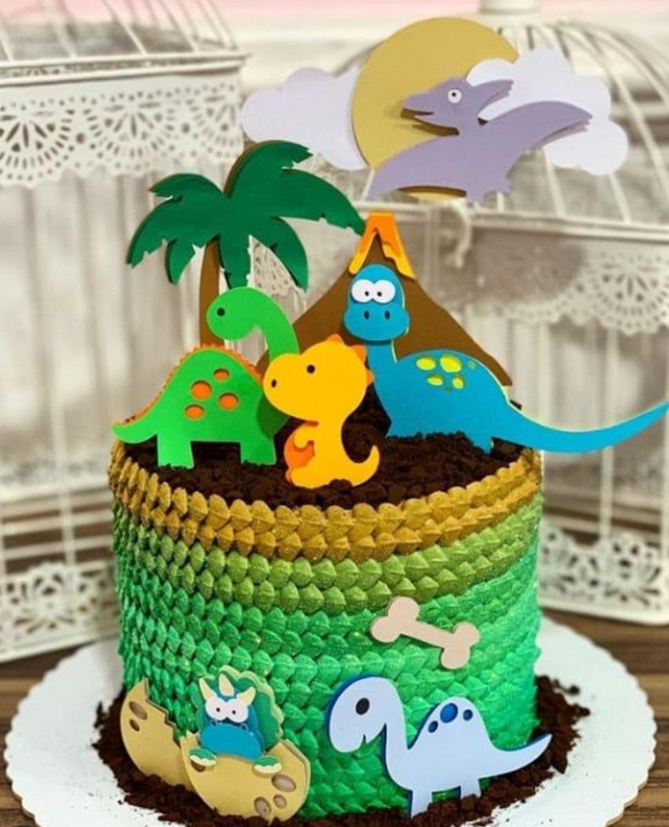 Arquivo de Corte Topo de Bolo Dino em Camadas 02