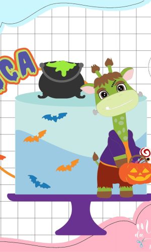 Arquivo de Corte Topo de Bolo Dinossauro Cute Halloween 067