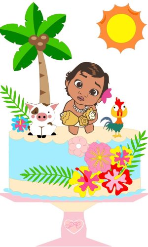 Arquivo de Corte Topo de Bolo em Camadas Moana Baby