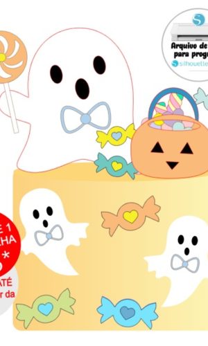 Arquivo de Corte Topo de Bolo Fantasminha Menino Halloween