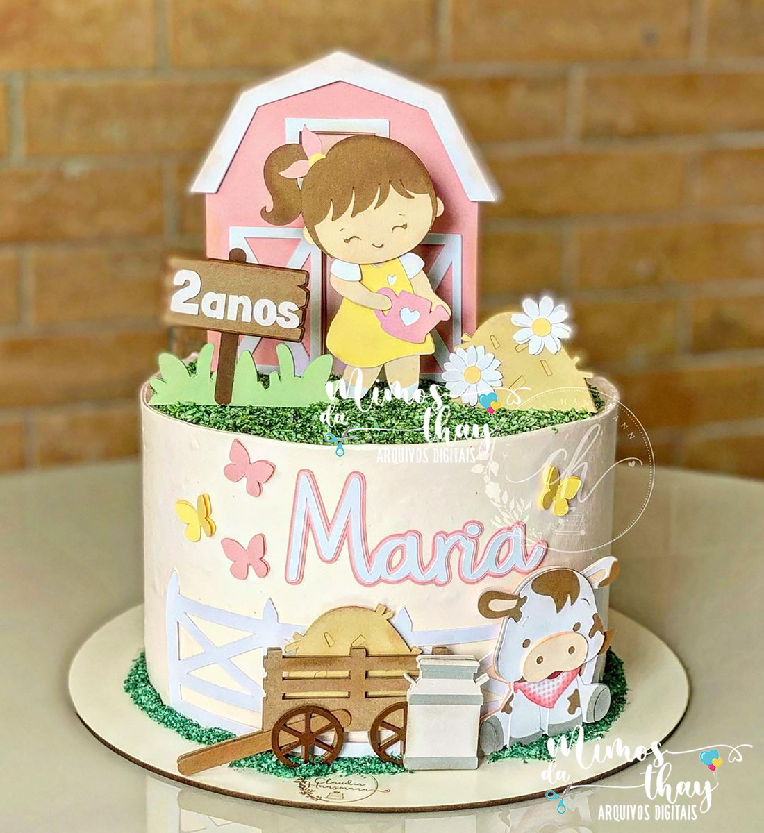Arquivo de Corte: Topo de Bolo Fazendinha Menina Cute 022