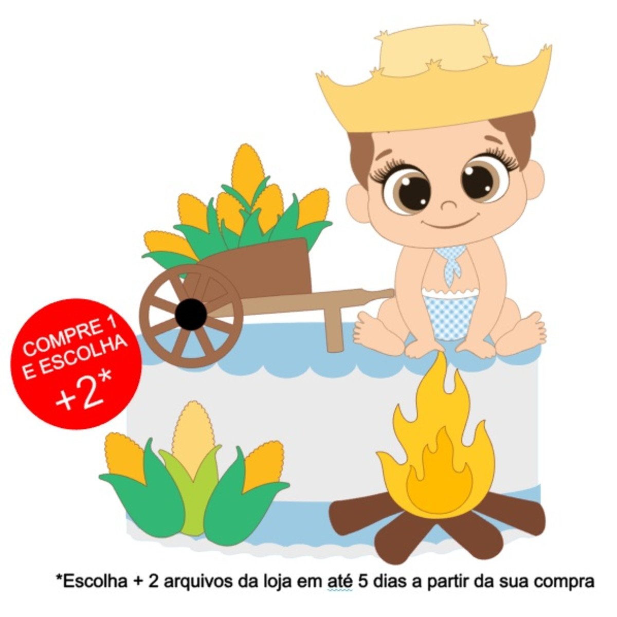 Arquivo de Corte Topo de Bolo Festa Junina Bebê - Menino