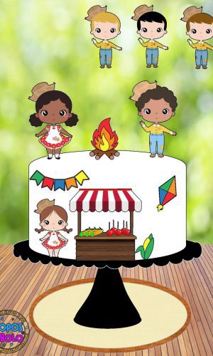 Arquivo de Corte Topo de Bolo Festa Junina Casal Cute