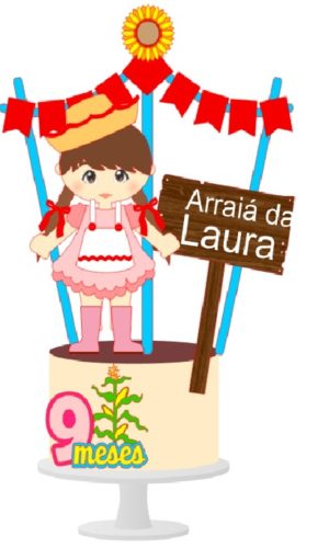 Arquivo de Corte Topo de Bolo Festa Junina Menina
