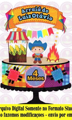 ARQUIVO DE CORTE - TOPO DE BOLO FESTA JUNINA MENINO REF 236