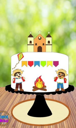 Arquivo de Corte Topo de Bolo Festa Junina Meninos Igreja