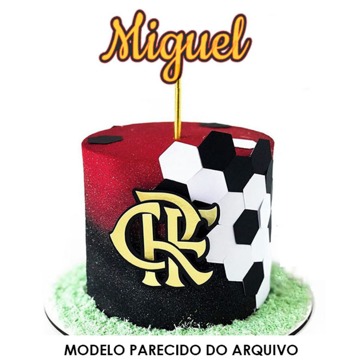 Arquivo de Corte Topo de Bolo Flamengo com bola + BRINDE - Imagem 2