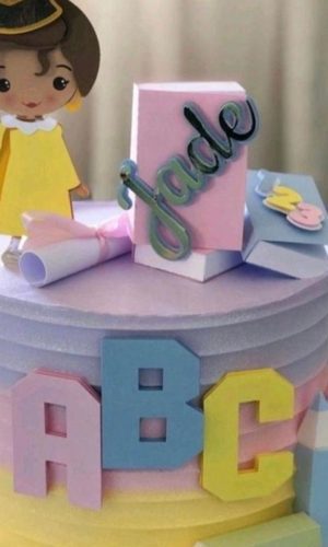 Arquivo de Corte Topo de Bolo Formatura ABC Menina