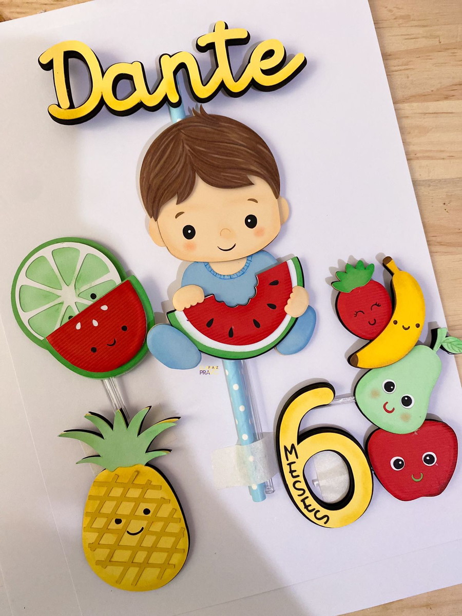 Arquivo de Corte Topo de Bolo Frutinhas Frutas Bebê