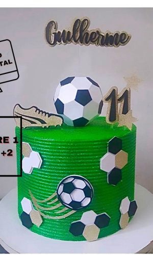 Arquivo de Corte Topo de Bolo Futebol Bola 3d Camadas