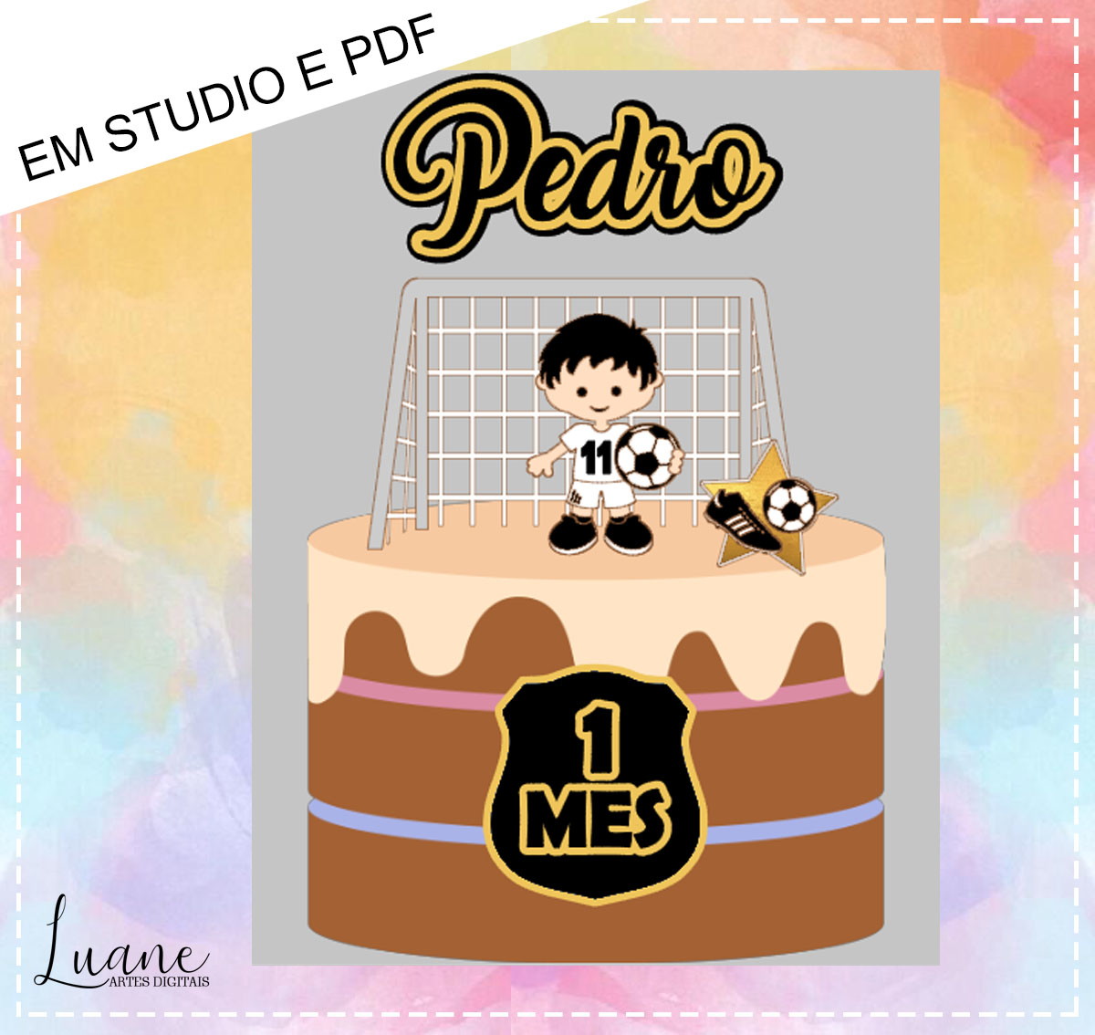 Arquivo de Corte Topo de Bolo Futebol - Studio e PDF