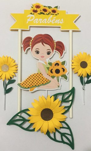 Arquivo de corte topo de bolo girassol menina