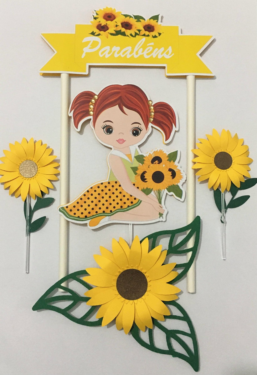 Arquivo de corte topo de bolo girassol menina