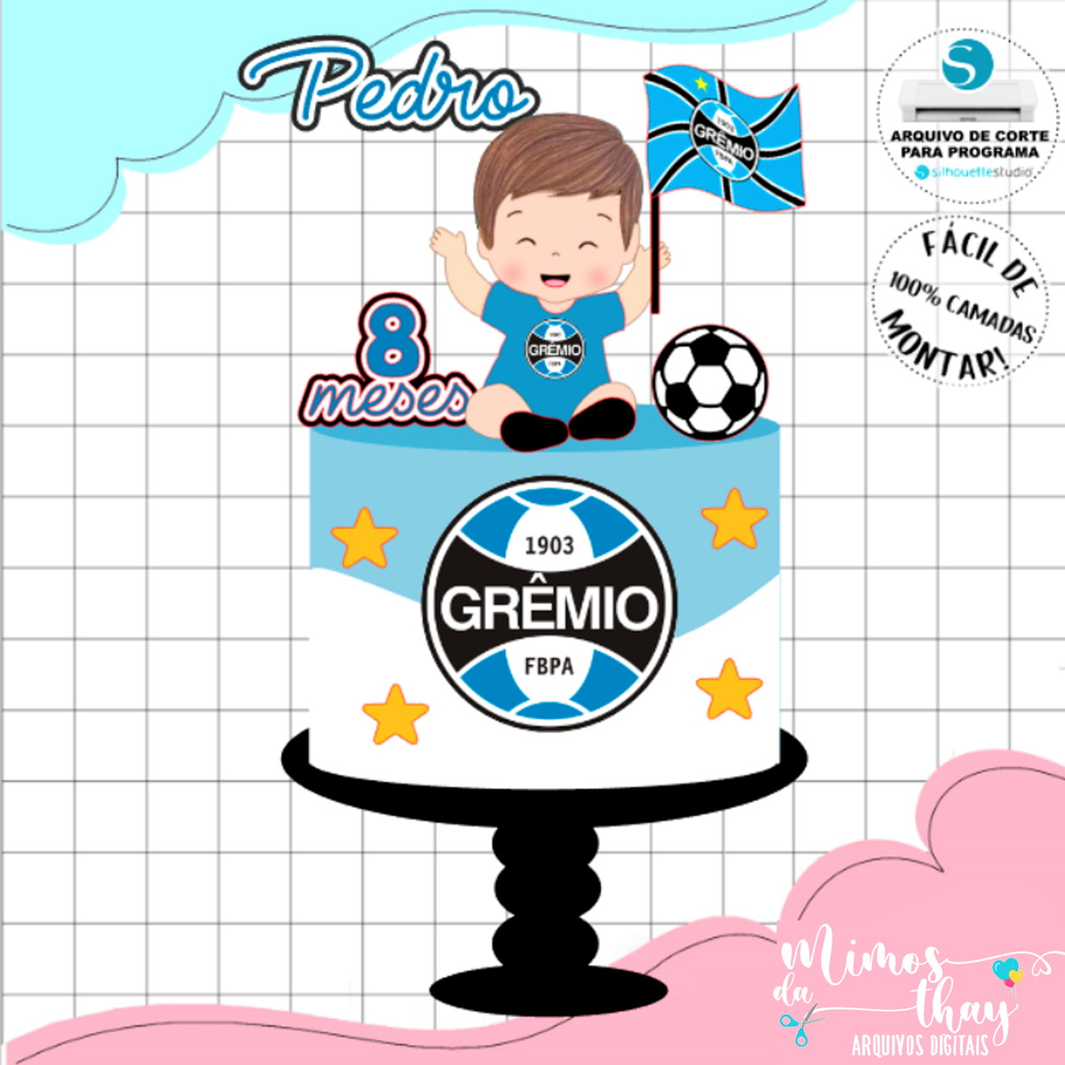 Arquivo de Corte Topo de Bolo Grêmio Menino Baby 001