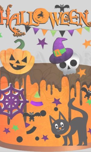 Arquivo de Corte Topo de Bolo Halloween Camadas -bella Fiori