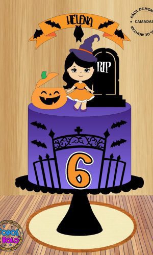 Arquivo de Corte Topo de Bolo Halloween Girl Cute