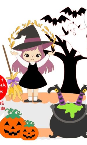 Arquivo de Corte Topo de Bolo Halloween Menina Bruxinha