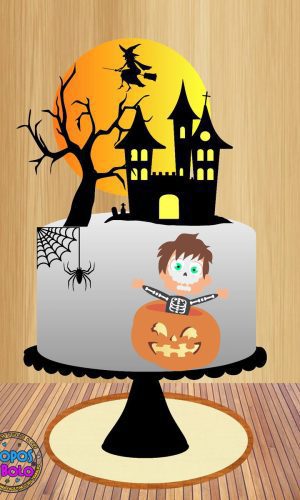 Arquivo de Corte Topo de Bolo Halloween Menino Abóbora