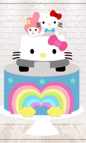 Arquivo de Corte Topo de Bolo Hello Kitty em Camadas 1939