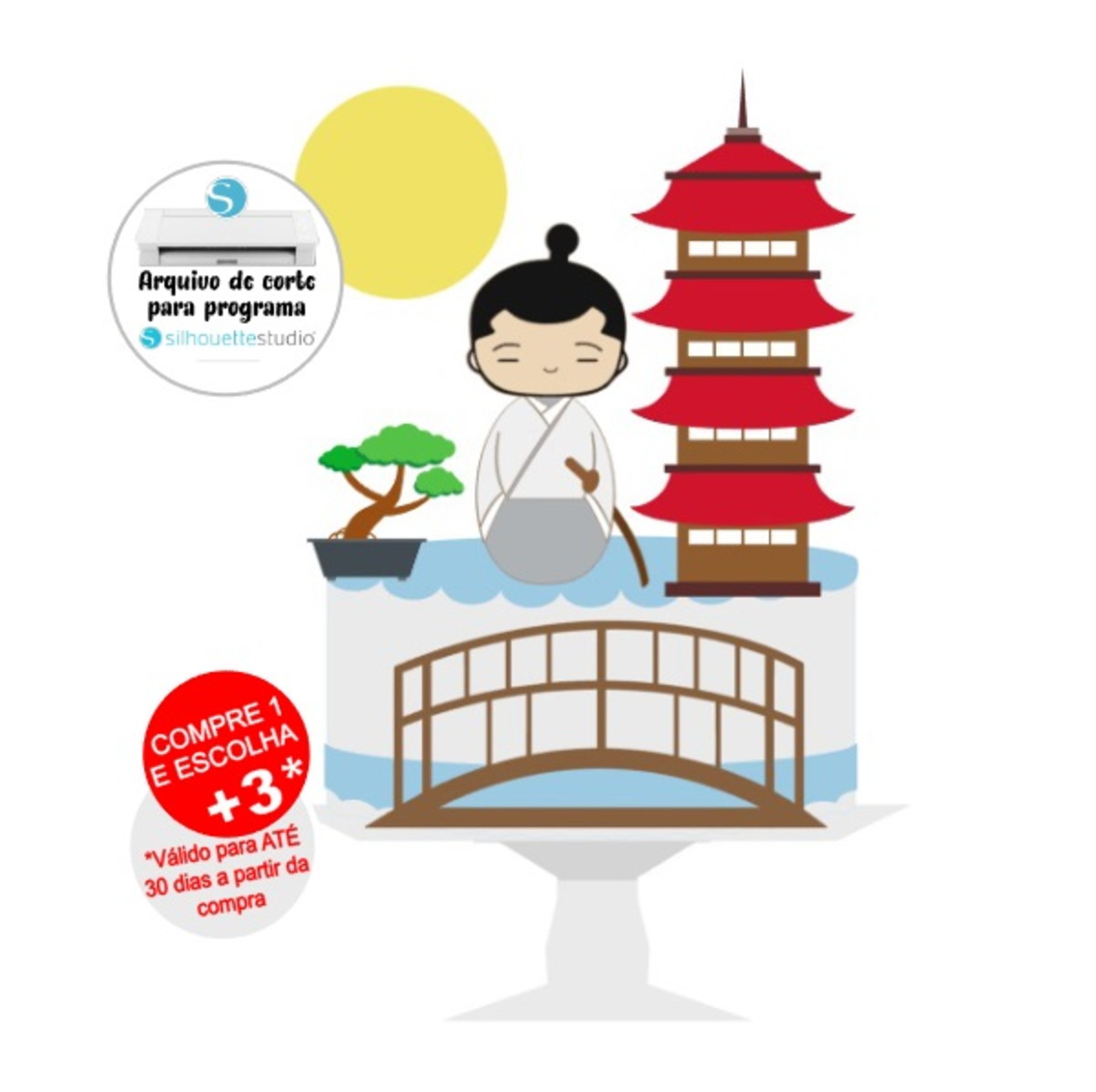 Arquivo de Corte Topo de Bolo Japão - Menino