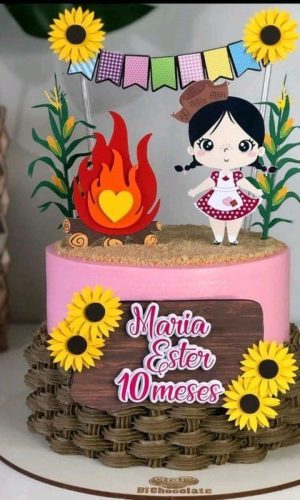 Arquivo de Corte Topo de Bolo Junino Menina #2395