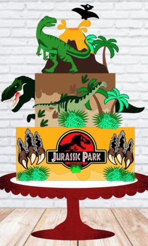 Arquivo de Corte Topo de Bolo Jurassic Park em Camadas #223#