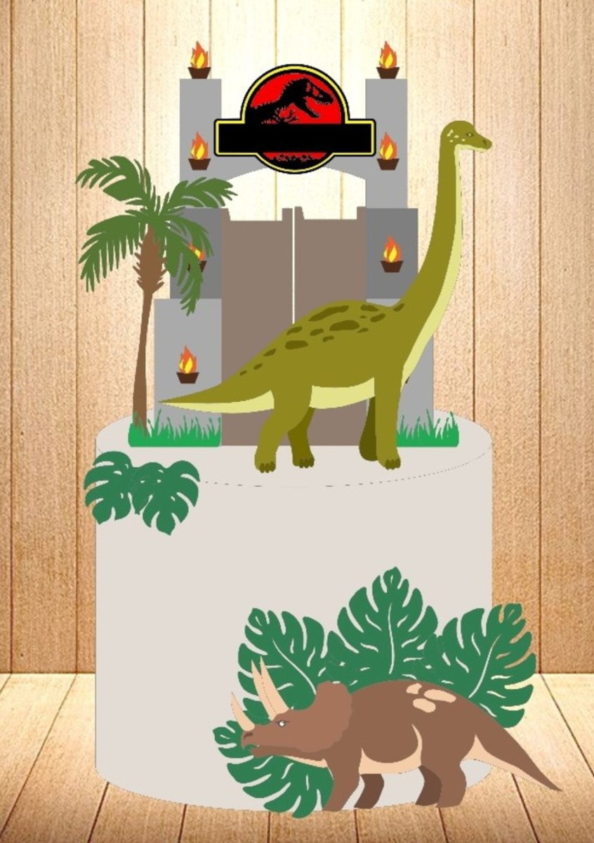 Arquivo de Corte Topo de Bolo Jurassic Park em Camadas #451#