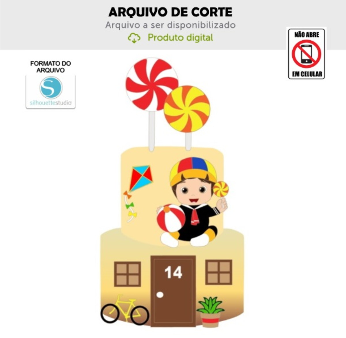 Arquivo de Corte Topo de Bolo Kiko Bebê