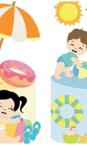 Arquivo de Corte Topo de Bolo Kit Meninas e Meninos Praia