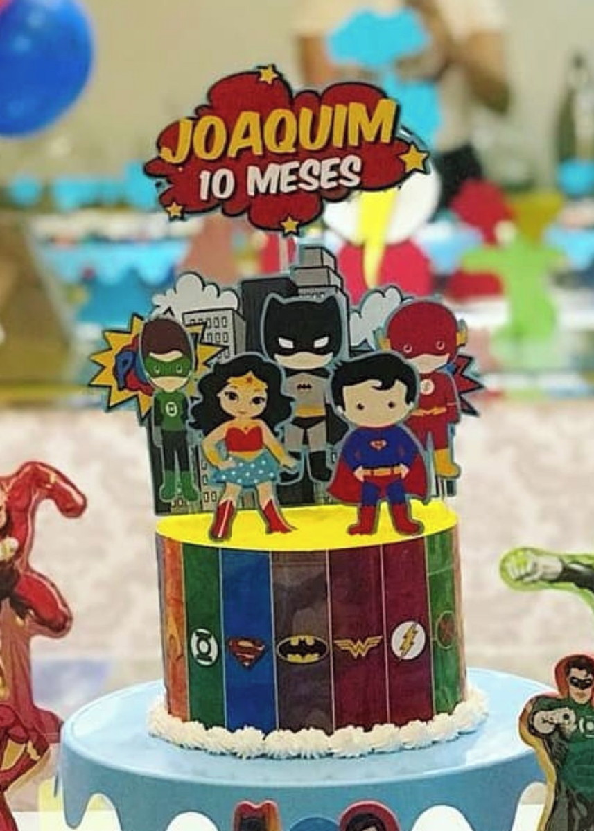 Arquivo de corte topo de bolo liga da justiça cute - Imagem 2