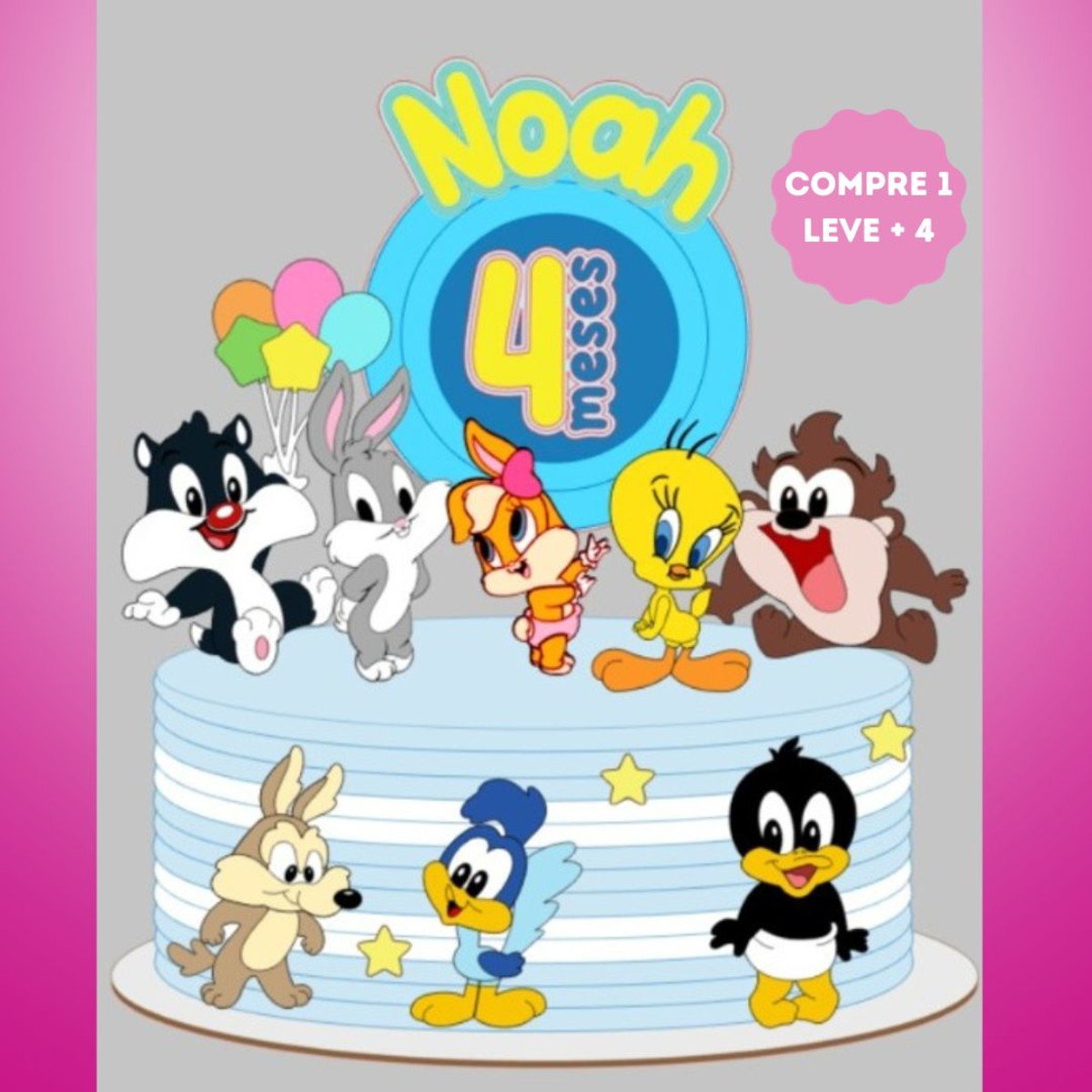 Arquivo de Corte Topo de Bolo Looney Tunes Baby