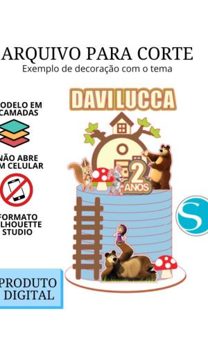 Arquivo de Corte Topo de Bolo - Masha e Urso Menino