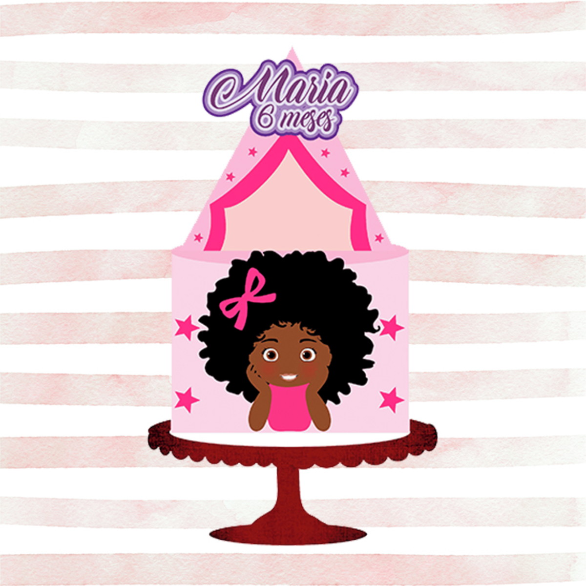 Arquivo de Corte Topo de Bolo Menina Afro 1 Studio