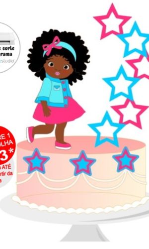 Arquivo de Corte Topo de Bolo Menina Afro
