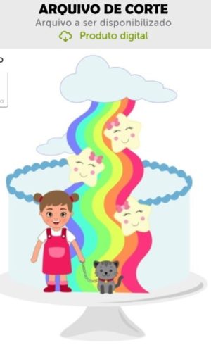 Arquivo de Corte Topo de Bolo Menina Arco Iris