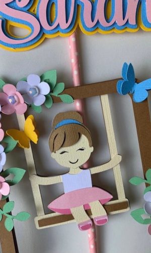 ARQUIVO DE CORTE TOPO DE BOLO Menina balanço