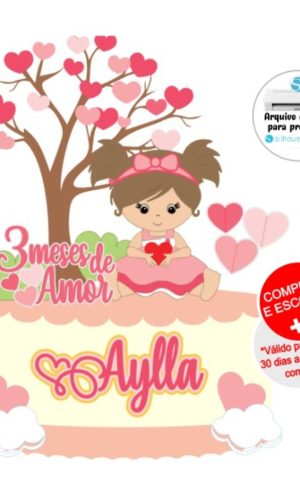 Arquivo de Corte Topo de Bolo Menina Bebê - Corações