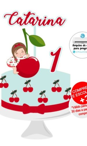 Arquivo de Corte Topo de Bolo Menina Cerejinha